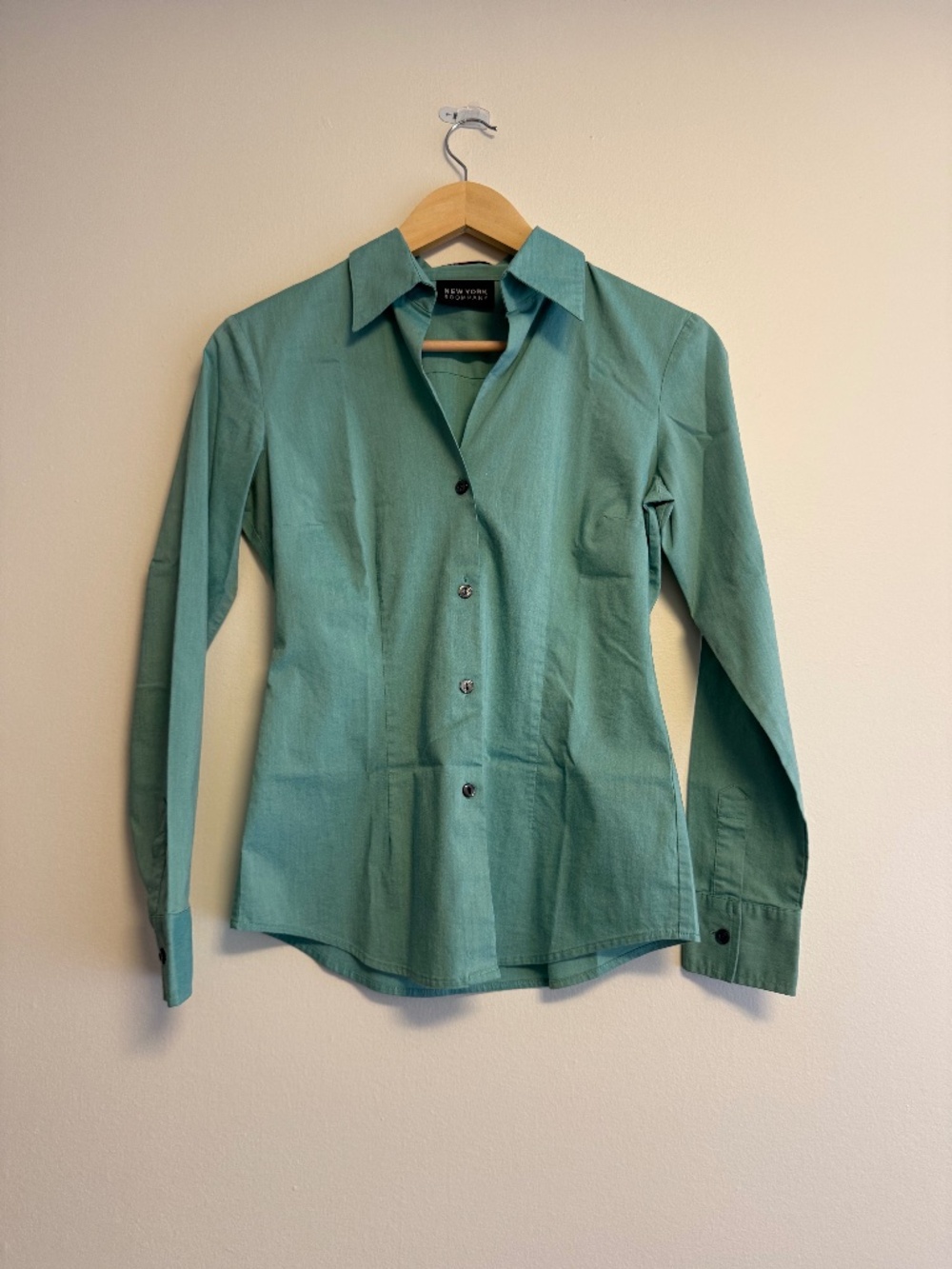 New York & Company Teal Green Button Down